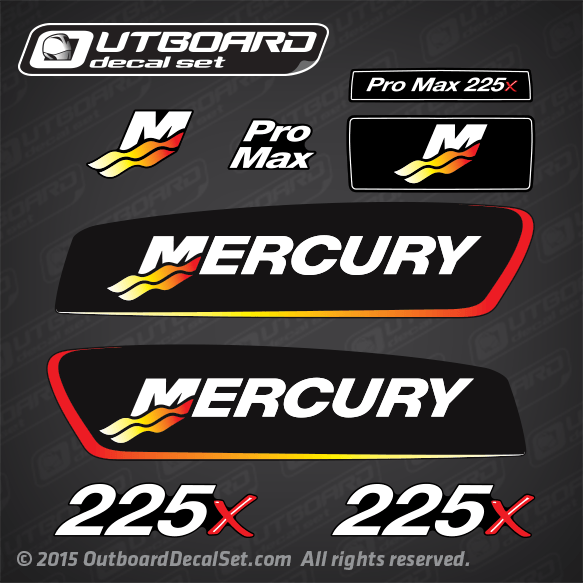 2002-2004 Mercury Racing 225 hp 225x Promax decal set