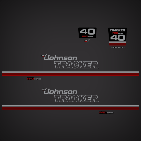 1989 Johnson Tracker 40 hp decal set 0433205 Red