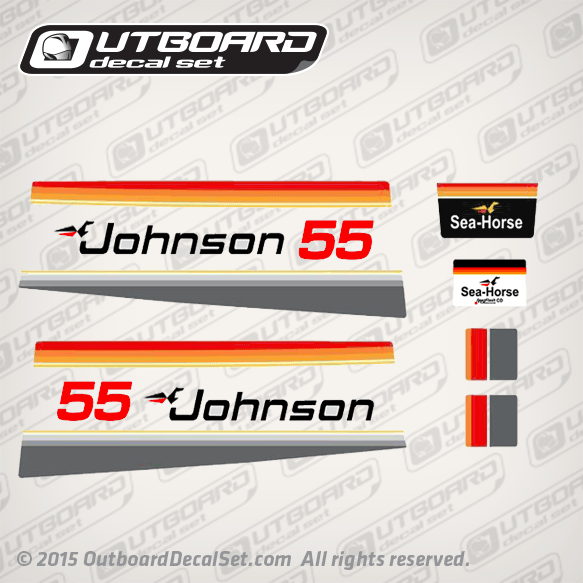 1979 Johnson 55 hp decal set 0389615, 0389616, 0389306, 0389307