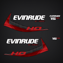  2014 2015 Evinrude 15 hp H.O. E-TEC decal set Graphite Models  0216702, 0216652, 0216653, 0216547, 0216548