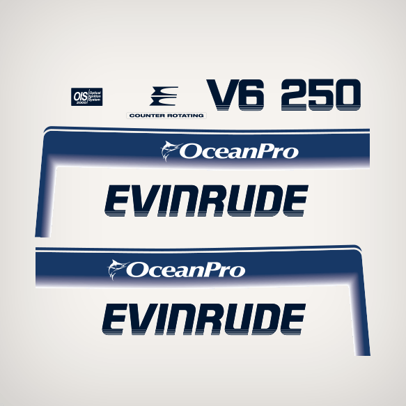 1993 1994 1995 1996 1997 1998 Evinrude 250 hp V6 Ocean Pro decal set