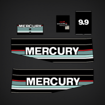 1991-1993 Mercury 9.9 hp decal set  teal 12836A89 DECAL SET (BLACK- 6 THRU 9.9) DESIGN I