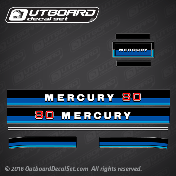 1983 mercury 80 hp decal set 