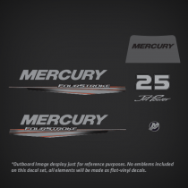 2013-2017 Mercury 25 Hp FourStroke Jet Power Decal set 8M0081488, 8M0073701, 8M0073697