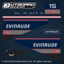 1989 1991 Evinrude 15 hp decal set, 0283751, 0283752, 0283753, 0283814 DECAL SET, 0211422, 0211159 FRONT PLATE DECAL