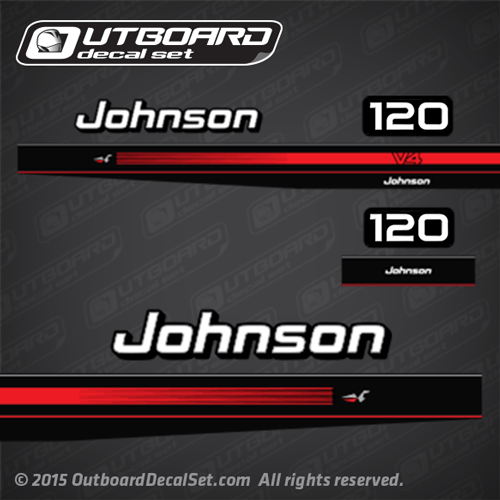 1995 1996 Johnson 120 hp V4 decal set Standard Styling 0437170, 0437887, 0437005, 0437620, 0437632
