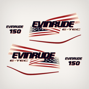 2004-2014 Evinrude 150 hp E-TEC Flag Decal Set White engine covers