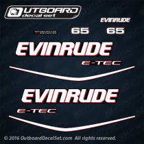 (2) 2009-2012 Evinrude 65 hp E-TEC decal set BLUE cover * 