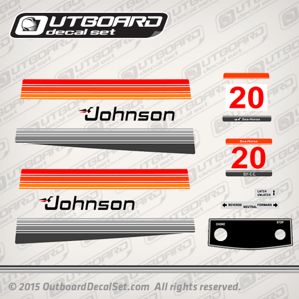 1980 Johnson 20 hp decal set 0390351 0390273 *