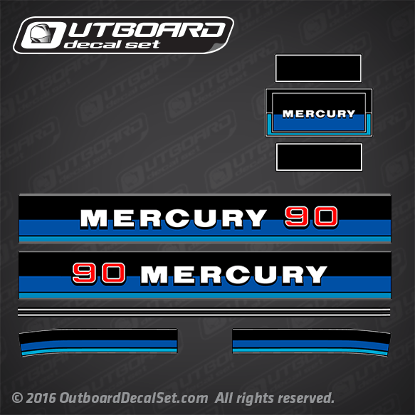 1983 mercury 90 hp decal set