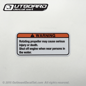 Rotating propeller Warning label decal 9343-080  Size: 2.75 x 1.25" Inches