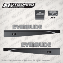 1995 1996 1997 Evinrude 35 hp Jet Custom Silver-Black Decal Set (Outboards)