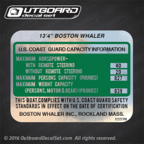 Boston Whaler 13' 4" Green Boat Capacity decal