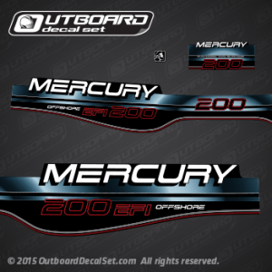 1996 1997 1998 1999 MERCURY Outboards 200 hp Offshore EFI 808562A96 decal set blue