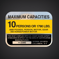 HYDRA-SPORTS - HS 2390 Boat Capacity Decal 