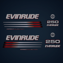 2004-2005 Evinrude 250 hp Direct Injection Decal Set Blue Models 0215237, 0215238, 0215555, 0215241,0215242, 0215243, 0215244, 0215341, 0215242