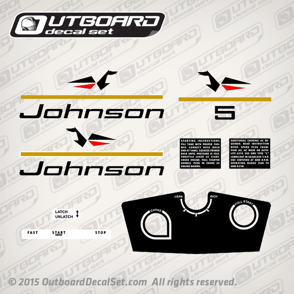 1967 Johnson 5 hp decal set 0381893 0381487