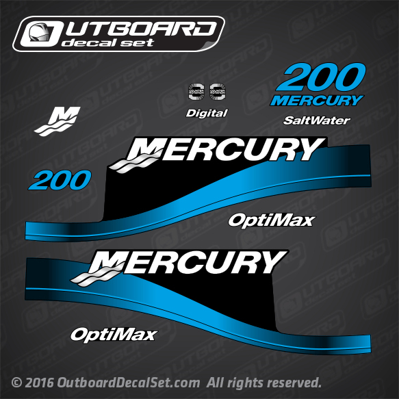 1999-2004 Mercury 200 hp decal set 855412A00