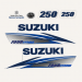 2014-2016 Suzuki 250 Hp Fourstroke EFI Decal Set White models 61443-93J40, 61453-93J40, 61422-93J80, 61435-93J60, 61446-93J40, 68111-96J00
