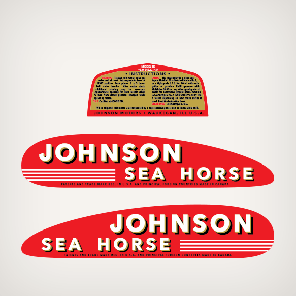 1946-1948 Johnson 5 hp decal set TS-20 TD-20 printed