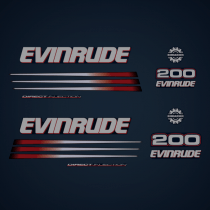 2004-2005 Evinrude 200 hp Direct Injection decal set Blue models 0215237, 0215238, 0215555, 0215241,0215242, 0215243, 0215244, 0215232, 0215233