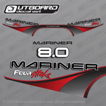 1999 Mariner 8 hp Four Stroke Decal set Red