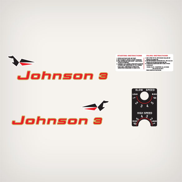 1961 Johnson 3 hp decal set 
