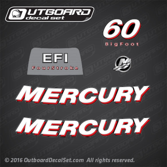 2006 2012 Mercury 60 hp Big Foot EFI Fourstroke decal set (Outboards)