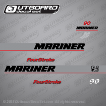 2000-2001-2002 Mariner 90 hp FourStroke Decal set 804858A01 Red (Outboards)