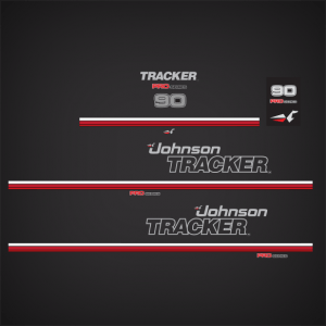 1989-1990 Johnson Tracker 90 hp Pro Series Decal Set Red 0433147