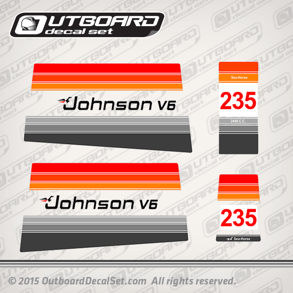 1980 Johnson 235 hp V6 decal set 0390379, 0390918