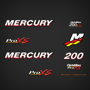 Mercury Racing 200 hp Optimax Pro Xs decal set
