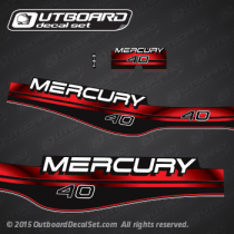 1996 1997 1998 MERCURY 40 hp 824093A96 DECAL SET (Manual) RED (Outboards)