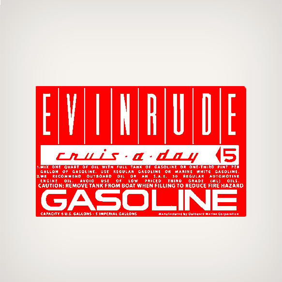 1960 A CDN Evinrude Cruis A Day 6 U.S. GALLONS decal