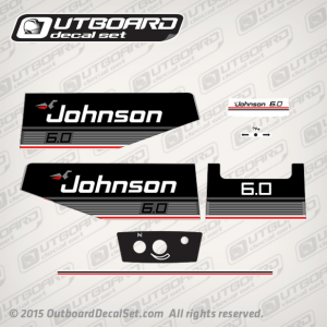 1986 Johnson 6.0 hp decal set 0396325, 0396327, 0396328, 0396329