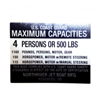 4X3-D- NORTHRIVER JET BOAT MFG Boat Capacity Decal (SILVER)