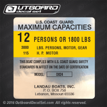 Landau DX24 Boat Capacity decal