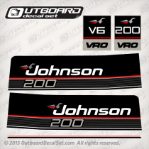 1989 1990 Johnson 200 hp V6 VRO decal set 0433168, 0433169