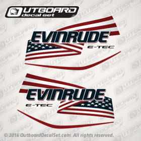 2004-2008 Evinrude 200, 225, 250 hp E-TEC Flags Only Decal Set White HL HX Models
