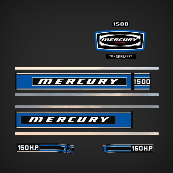 1974 Mercury 1500 - 150 hp decal set (Outboards)