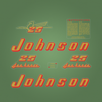 1955 Johnson 25 hp outboard decal set RD-17 and RDL-16 303820, 303822, 303823, 304140, 303824