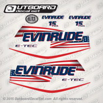 2011 2012 Evinrude 15 hp H.O. U.S Flag Factory decal set White covers