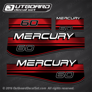1996 1997 1998 MERCURY Outboards 60 hp BLACK ELECTRIC 811212A96 DECAL SET RED (Outboards)