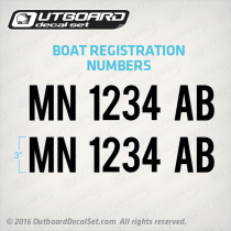 Minnesota MN Boat Registration Numbers - 3" white