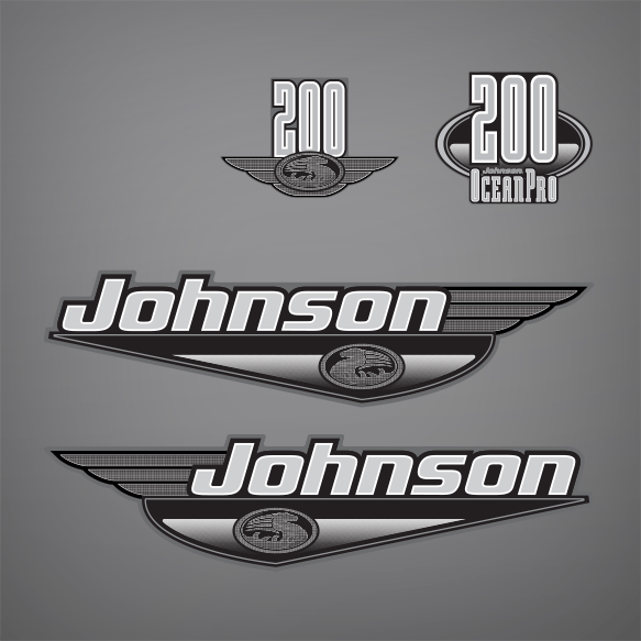 1999 2000 Johnson 200 Hp Ocean Pro Decal Set