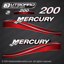 2003 2004 2005 2006 MERCURY Outboards 200 hp decal set Red (Outboards)
