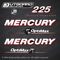 2006-2012 Mercury 225 hp Optimax Globe DFI decal set