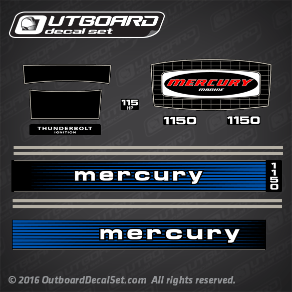 1978 Mercury 1150 - 115 hp decal set
