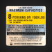 Boston Whaler 190 Outrage Boat Capacity decal MAXIMUM CAPACITIES  8 PERSONS OR 1500 LBS 2200 LBS. PERSONS, MOTOR, GEAR 90 H.P MOTOR  THIS BOAT COMPLIES WITH U.S COAST GUARD SAFETY STANDARDS IN EFFECT ON THE DATE OF CERTIFICATION  MANUFACTURER: BOSTON WHAL