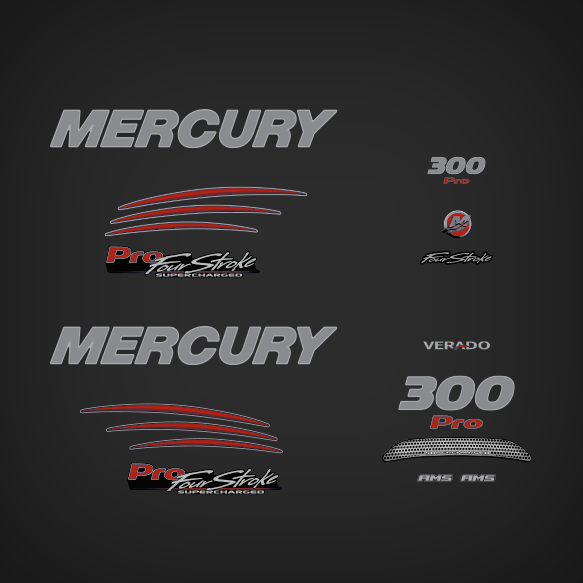 2014 Mercury 300 hp Verado Pro FourStroke Decal Set 8M0103041